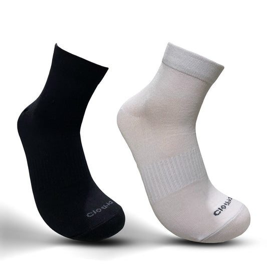 Ankle Men Socks (Black - White) Pack of 2