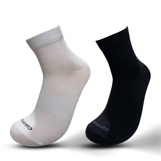 Ankle Men Socks (Black - White) Pack of 2