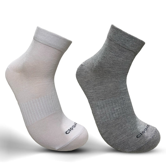 Ankle Men Socks (White - Grey Ml) Pack of 2