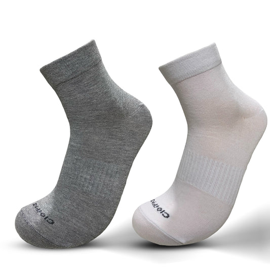 Ankle Men Socks (White - Grey Ml) Pack of 2