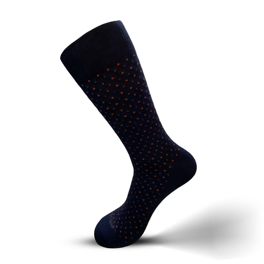 Classic Men Long Socks Dots Orange * Grey 1 Pair