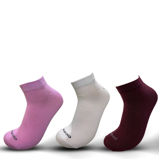 Sneaker Women Socks (Dark Red - Offwhite - Rose) Pack of 3