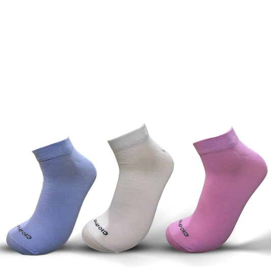 Sneaker Women Socks (Rose - Offwhite - Light Blue) - Pack of 3
